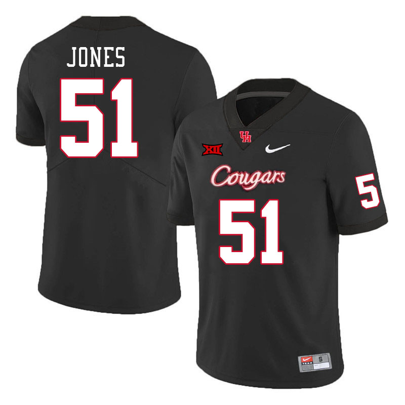 Men #51 Hunter Jones Houston Cougars College Football Jerseys Stitched Sale-Black